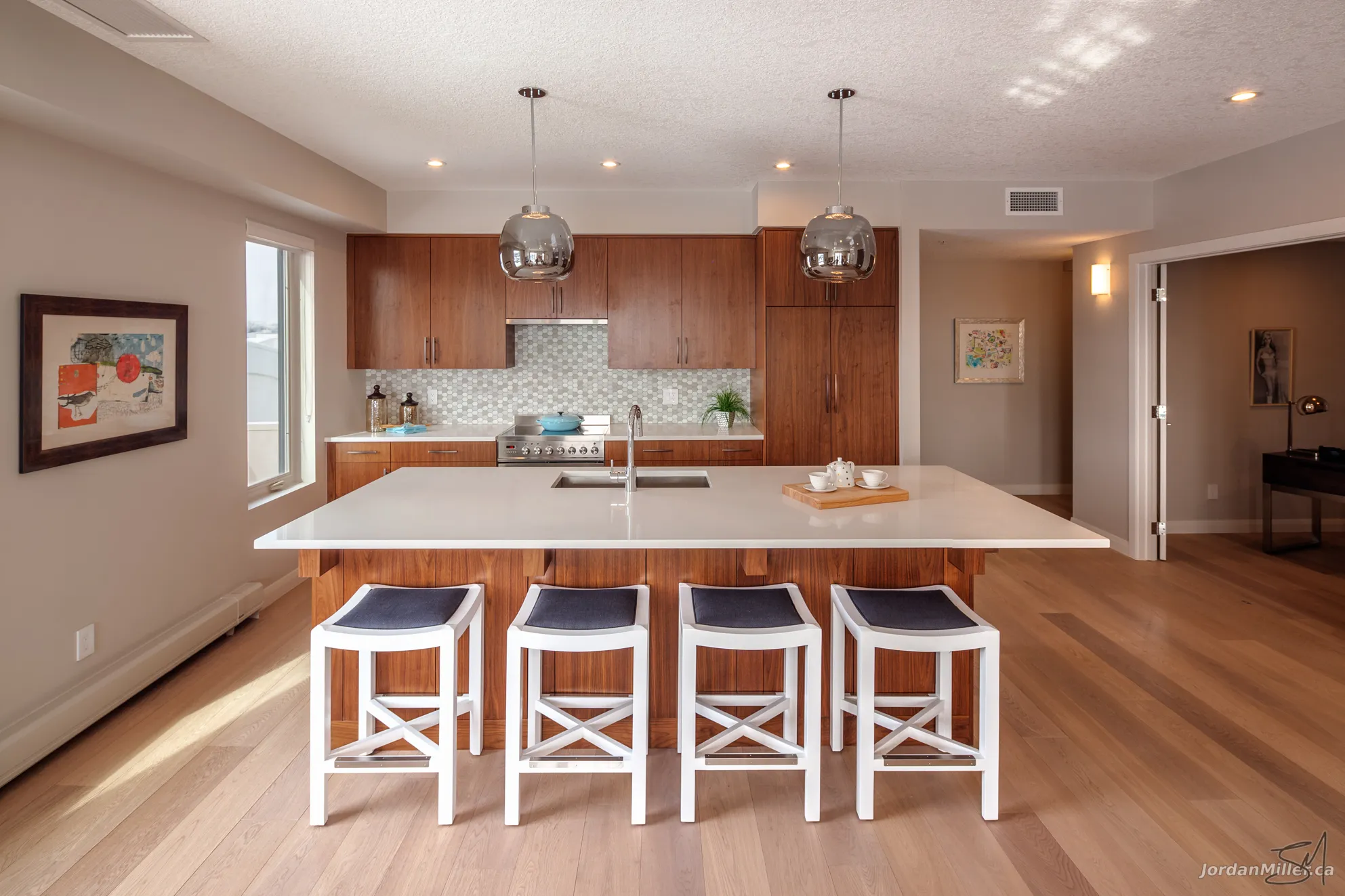 Kitchen with walnut cabinetry