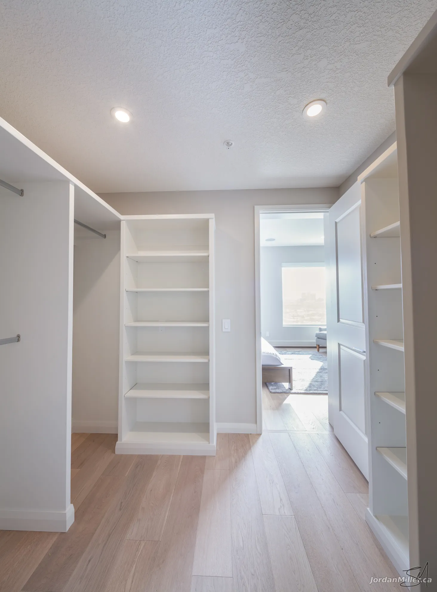 Walk-in master closet with built-in storage